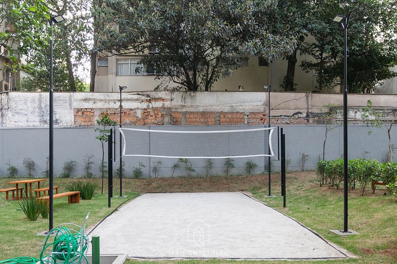 2 people, beach tennis court and gym