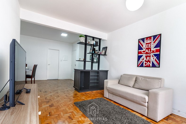 Apartamento com máquina de lavar em Santa Cecília