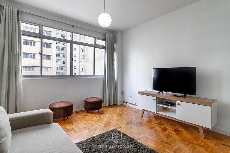 Apartamento com máquina de lavar em Santa Cecília