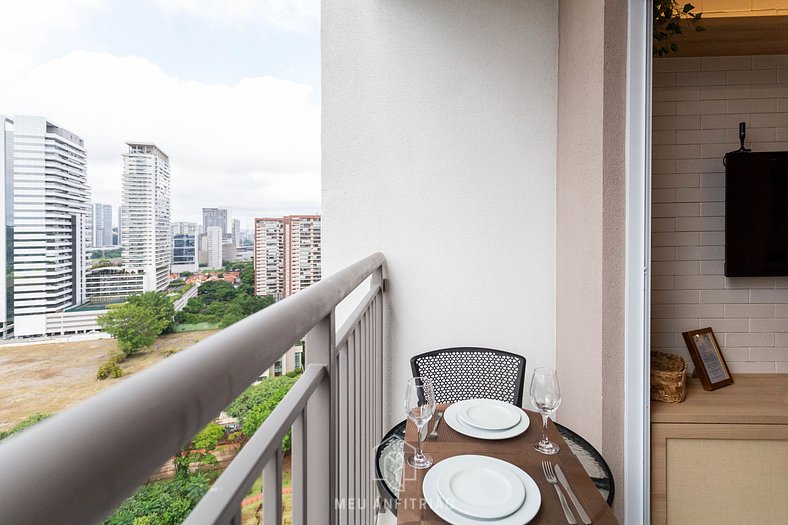 Apartment with sofa and view near Morumbi Mall