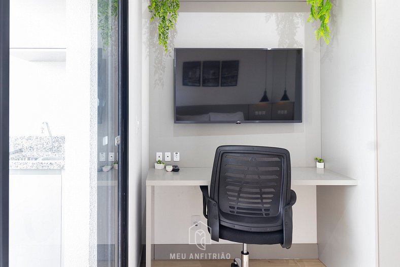 Balcony, TV and Nespresso coffee maker near subway