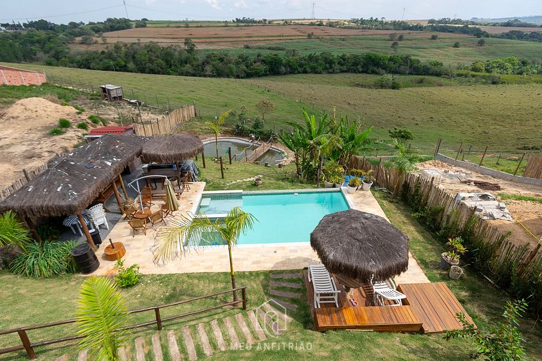 Chácara com piscina e lazer em Araçoiaba da Serra