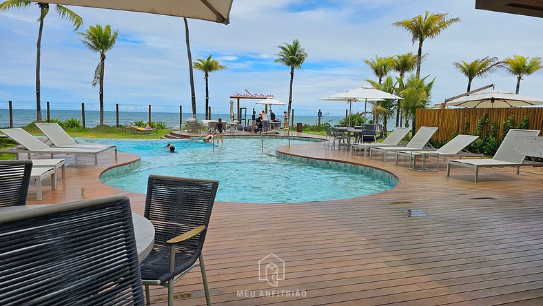 House in a condo with leisure facing the beach