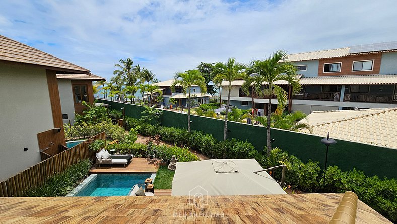 House in a condo with leisure facing the beach