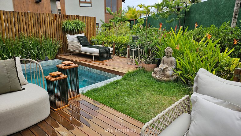 House in a condo with leisure facing the beach