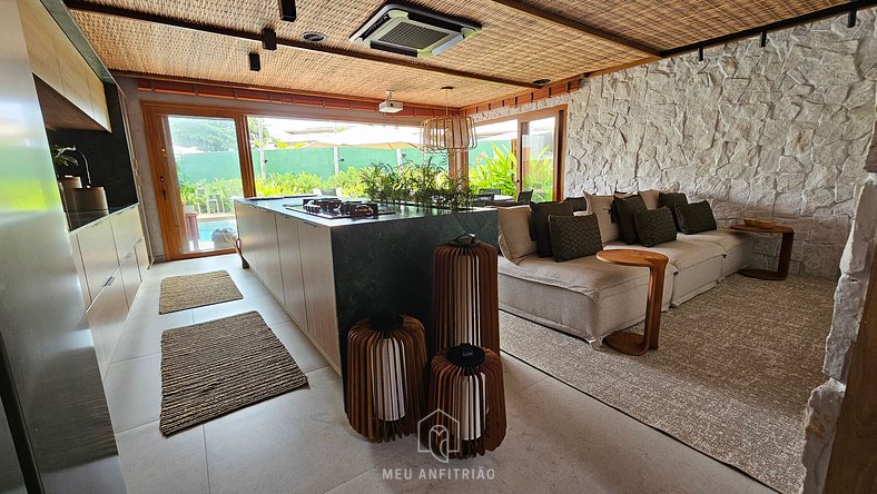 House in a condo with leisure facing the beach