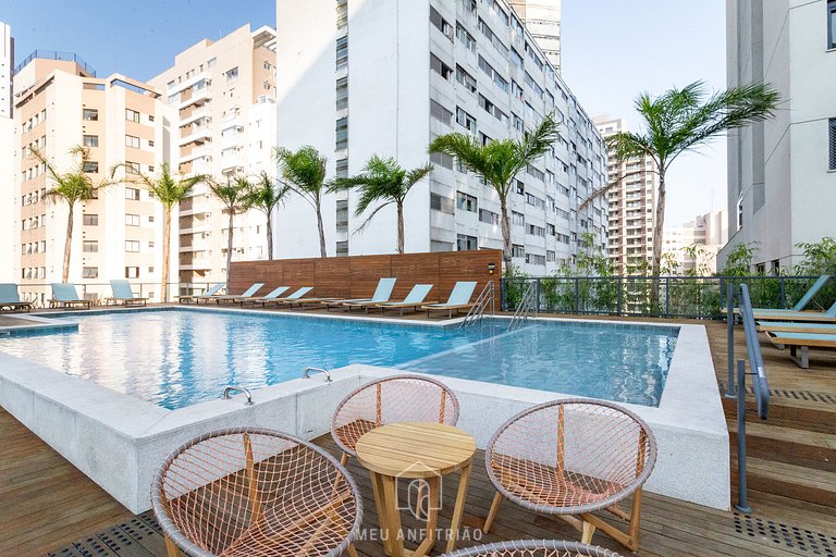 Moderno, com vista e lazer completo na Bela Vista