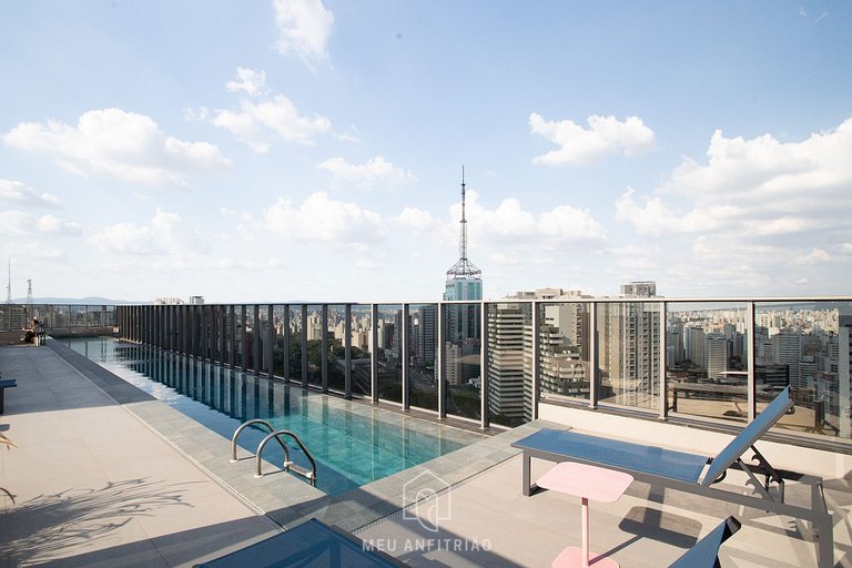 Studio w/ balcony and leisure above Paraíso subway