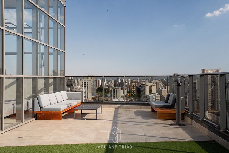 Studio w/ balcony and leisure above Paraíso subway