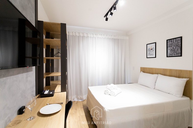 Studio w/ coffee maker and TV near Allianz Parque