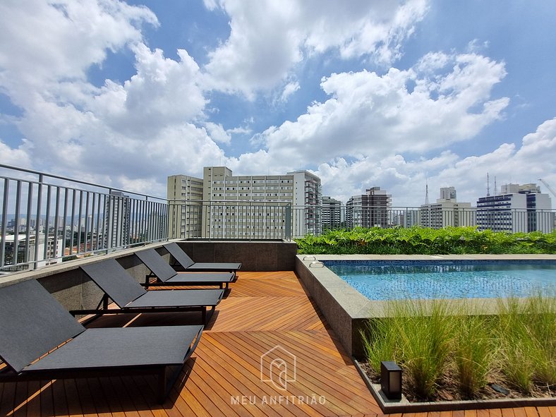 Studio with balcony next to Vila Madalena subway