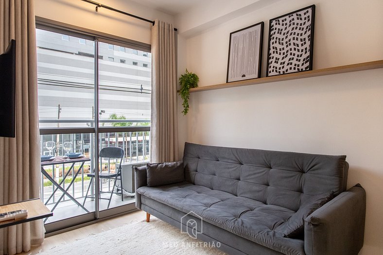 Studio with sofa bed and TV near Ibirapuera