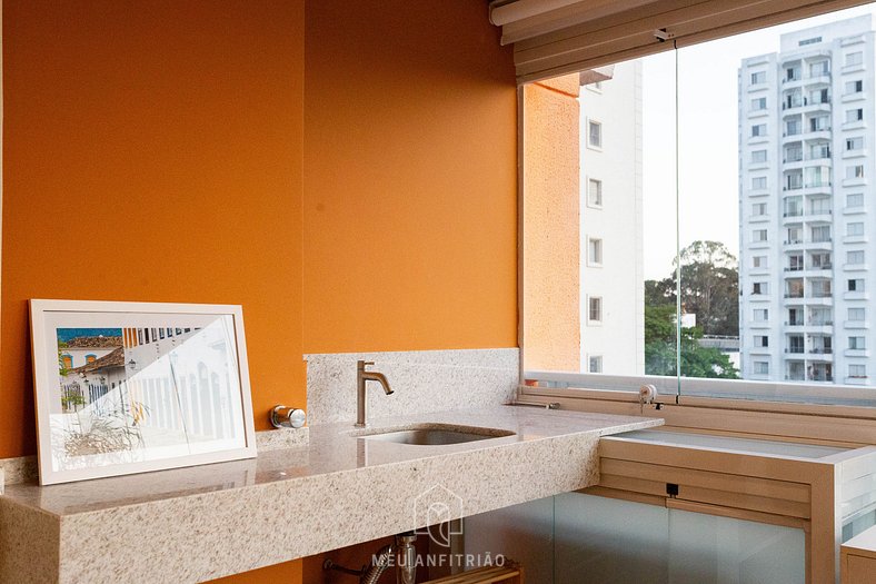 Studio with washer and dryer near Congonhas