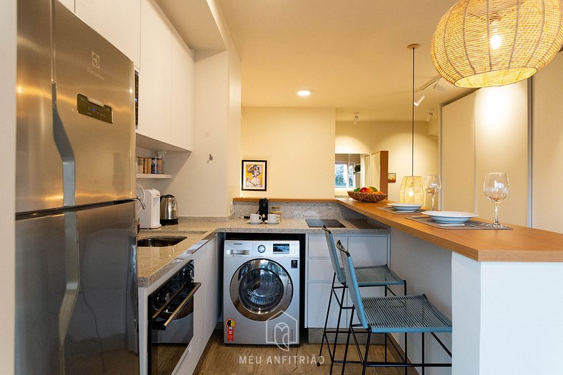 Studio with washer and dryer near Congonhas