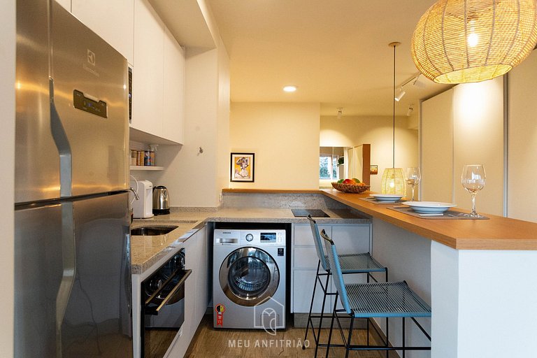 Studio with washer and dryer near Congonhas